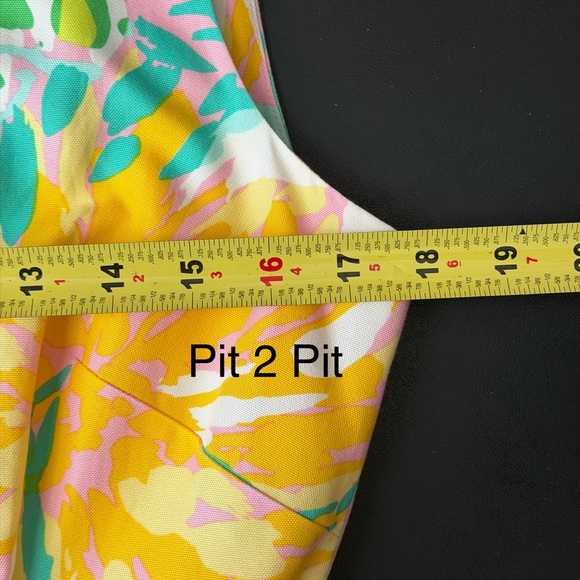 Lilly Pulitzer Sleeveless Fit & Flare Dress Size 10 Floral Pink Yellow Green - Picture 9 of 15
